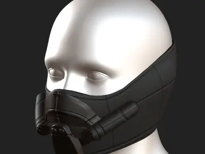 Gas mask respirator scifi futuristic 3d model  Low-poly 3D model 5