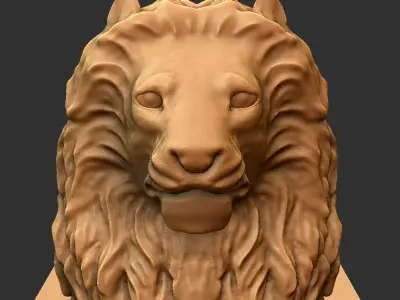 Sitting Lion - statue 3D print model