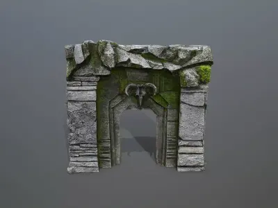 old gate Low-poly 3D model 2