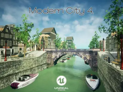 Modern City 4 Unreal Low-poly 3D model