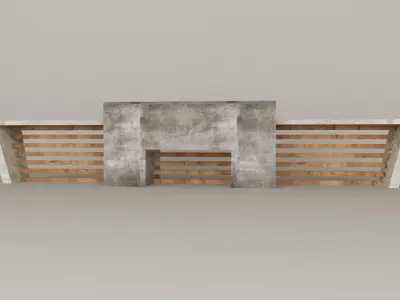 reception window with metal grids 3D model