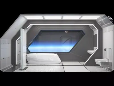Spaceship Bathroom Interior Scene 3D model