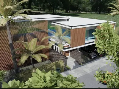 Elegant Modern Architectural Exterior Low-poly 3D model