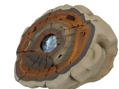 Mystic Wood Stump with Crystal Low-poly 3D model