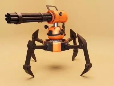 Sci-Fi Auto Turret Robot 3D model