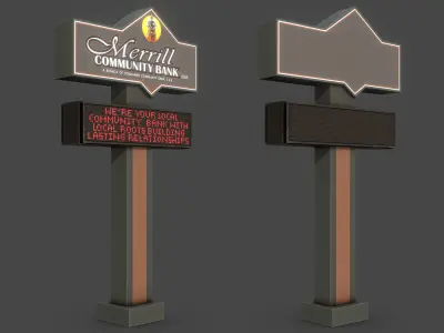 Bank Sign Low-poly 3D model