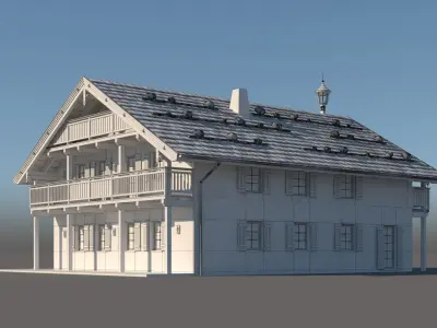 Chalet 3 wooden house 3D model