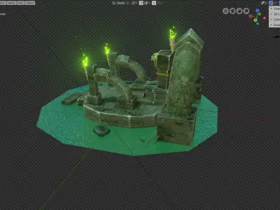 Creepy Well Altar Animated Low-poly 3D model