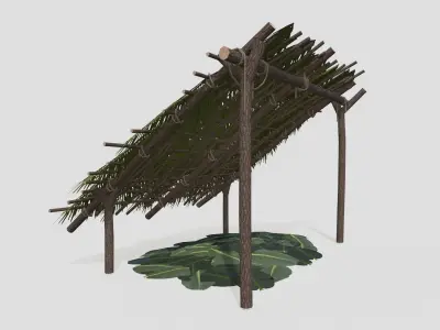 Lowpoly Castaway Shelter  Low-poly 3D model