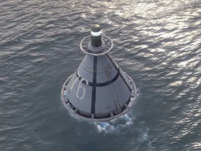 Buoy River RB-4-01 Left Danger Mark Low-poly 3D model