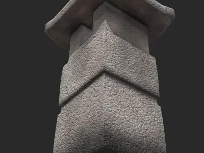 Korean Traditional Stone Lanterns Low-poly 3D model