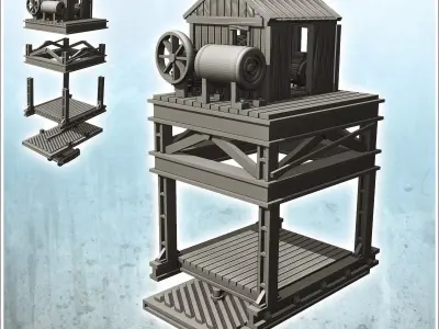 Industrial crane on rail 8 - Modern WW2 WW1 World War Diaroma Wa 3D print model
