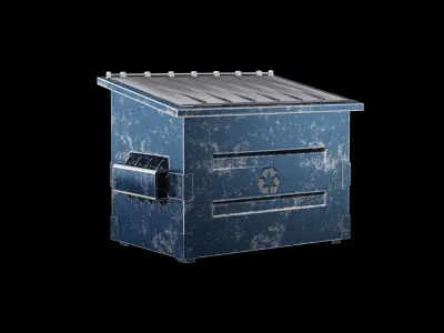 PBR Dumpster Low-poly 3D model trash can Low-poly 3D model