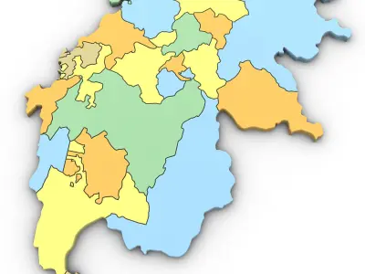 3D Political Map of Switzerland 3D model