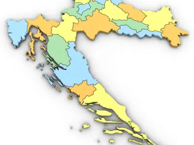3d Political Map of Croatia 3D model
