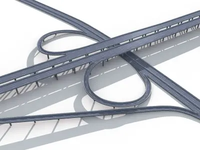 Highway Road Viaduct Flyover-06 3D model