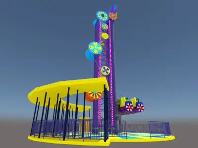 Jump Frog Tower Rides Low-poly 3D model