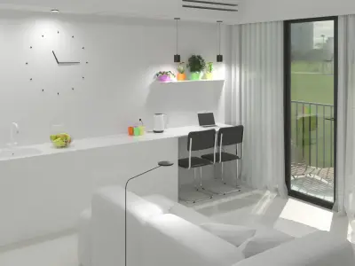 Studio Living Room Apartment Interior Design 3D model