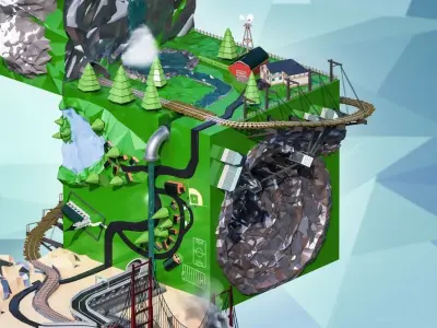 Low Poly Scenes futuristic city 3D model