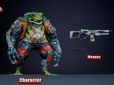 Alien Frog Low-poly 3D model