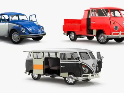  Retro Volkswagen Cars Rigged Collection 2 