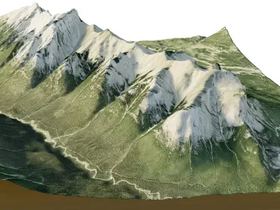 Mount rundle 3d terrain model Low-poly 3D model