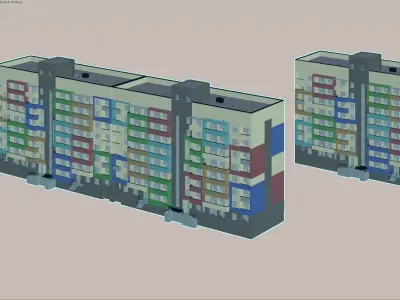 Colorful Residential Apartment Blocks 3D model