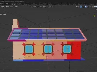 Lowpoly House 1 with roof Low-poly 3D model