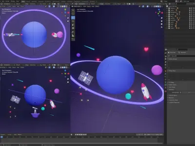 Cosmos - 3D Space illustration Low-poly 3D model