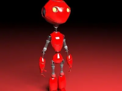 Cartoon robot Low-poly 3D model