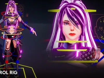 Evelynn V3 - Scifi Cyberpunk Character Low-poly 3D model