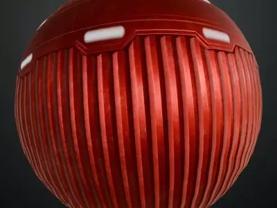 Red Sci-Fi Metal Panel PBR Seamless Texture