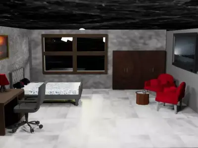 3D Bedroom Scene  Furniture and Interior Set 3D model