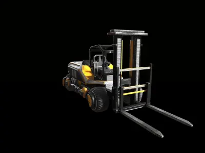 PBR Sci-fi forklift Low-poly 3D model