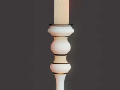 Set of candles in candlesticks 3D model