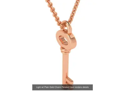 51 Light wt Plain Gold Charm Pendant 3dm renders details  3D Model Pack