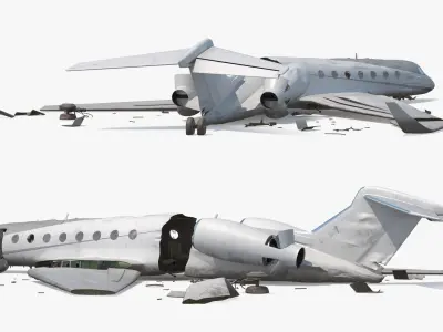 Destroyed Business Jet Fuselage White 