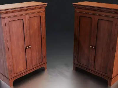 Classic Wooden Cabinet Low-poly 3D model