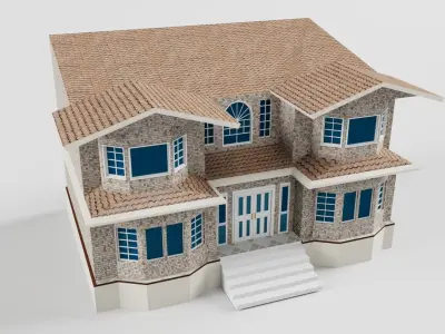 3D Building house Low-poly 3D model