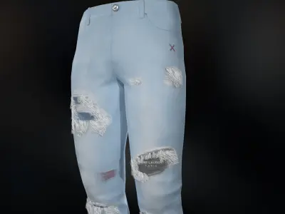 Ripped Jeans Low-poly 3D model