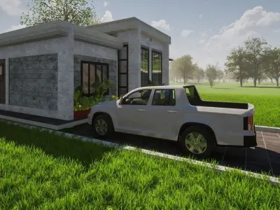 3 Bedroom Flat Roofed Bungalow 3D model