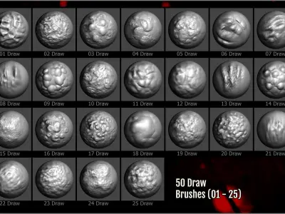 Labs Flesh Blob Maker 350 ZBrush Brushes and 50 Alphas 3D model