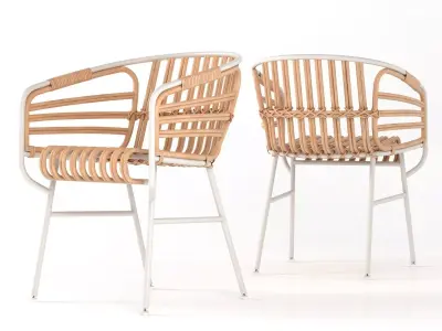 Raphia two rattan chairs 3D model
