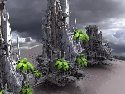 Tribal Island beach Resort Sci fi Abode Kit bash 4 3D model