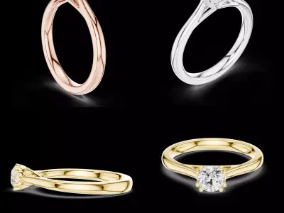 Elegant Split Shank Solitaire Ring 3D CAD Jewelry Model STL File 3D print model