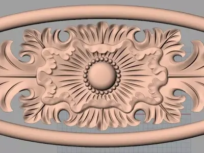 Furniture decorative flower 3D STL model for CNC carving E051 3D model