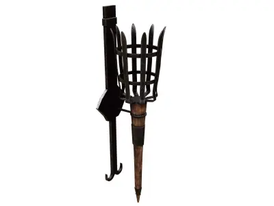 Medieval Torch Low-poly 3D model 15