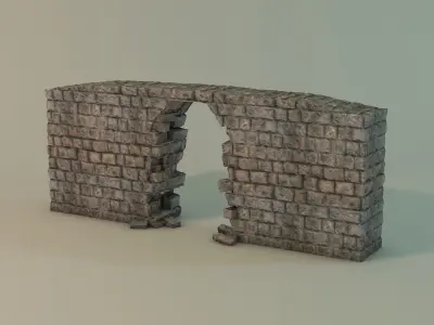 Broken wall Module Low-poly 3D model