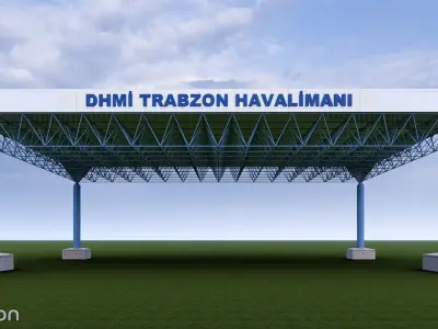 LTCG - Trabzon Airport - Gatehouse Building Roof Structure Low-poly 3D model