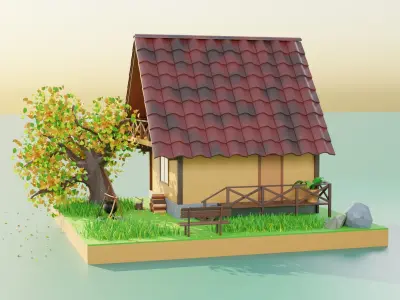 Forest House Scene 3D model